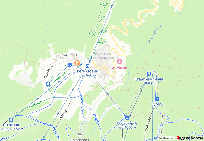 Карта Поляны 960 в районе улицы Горной